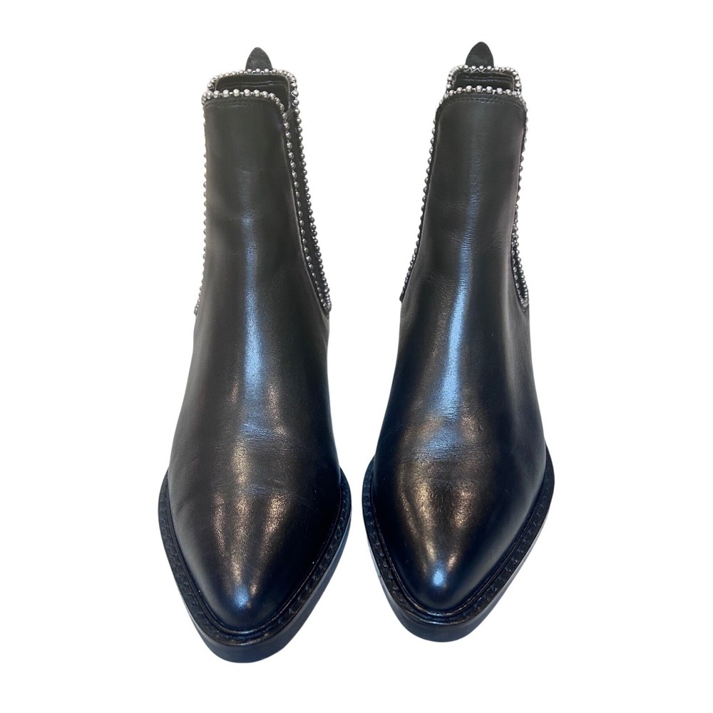 Coach Black‎ Leather Bead Trim Pointed Toe Chelsea Ankle Boots G4369 Womens 6B